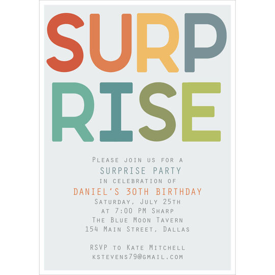 Blue Colorful Surprise Invitations